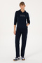 Women's Navy Blue Ribbed Sweatpants 50313583-Vr033