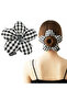 مشبك Scrunchies منقوش يدويًا من القماش القطني - أسود وأبيض
