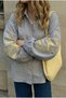 Women's Gray Balloon Sleeve Embroidery Embroidered Cotton Shirt