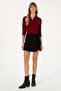 Women's Burgundy Basic Polo Neck Sweatshirt 50317627-Vr014 - 4