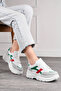 Daily Women's Stone Green Red Sneaker Thick Sole Lace-Up Comfortable Tiger Stripe Sports Shoes 032 - 2