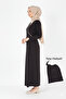 1998_Practical Side Tie Double Breasted Piping Belted 100% Cotton Fabric Hijab Prayer Dress - 2