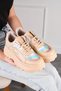 Daily Women's Beige Hologram Sports Shoes Lace-Up Thick Lightweight High Sole Sneaker 001 - 3