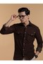The Velvet Corduroy – Dark Brown Shirt with Sumptuous Ribbed Texture, Slim Fit - 8