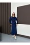 Women's Tie Detail Regular Long Modal Navy Blue Dress