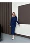 Women's Tie Detail Regular Long Modal Navy Blue Dress - 2