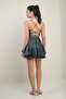 Women's String Strap Back Tie Underwire Skirt Layered Lined Satin Short Dress - 4
