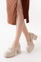 Women's Beti Nut Thin t Buckled 8 cm Platform Heeled L Loafers Shoes - 2