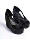 Women's Black Icon Wedge Heeled Shoes - 4