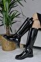 Women's milan knee high boots black patent leather - 2