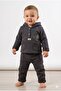 Baby Boy Pine Tree Embroidered Hooded Kangaroo Top and Bottom Set (9-12-18 Months)