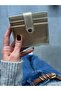 Women's Gold Leather Wallet with Card Holder and Money Compartment