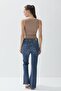 Women's Mocha Color V-Neck Snap-On Bodysuit - 6