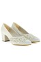 Patricia Ten Satin Stone Mesh Pointed Toe Thick Heeled Classic Shoes - 4