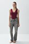 Women's Burgundy Color V-Neck Snap-On Bodysuit - 4