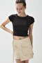 Women's Coffee Color Short Sleeve Crop T-Shirt - 2