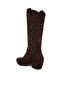 Women Studs Embellished Cowboy Boots in Brown - 3