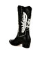 Women Winged Patchwork Cowboy Boots in Black - 3