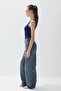 Women's Navy Blue Color Square Neck Snap Fastener Bodysuit - 5