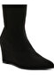 Women Microfiber Wedge Heel Boots in Black - 5
