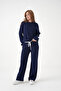 Women's Crew Neck Lace-Up Sweater Pants Knit Top and Bottom Set - 6