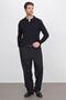 Men's Standard Fit Regular Cut Cotton Polo Neck Black Sweater - 4