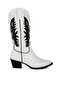 Women Winged Patchwork Cowboy Boots in White - 2