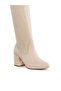 Women Minimal Drawstring Detail Knee-High Boots in Beige - 5