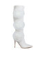 Women Sheer Big Rose Detail Long Boots in White - 2