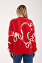 Cartoon Themed Oversized Women's Red Knitwear Sweater - 7