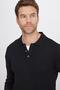 Men's Standard Fit Regular Cut Cotton Polo Neck Black Sweater - 2