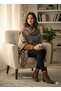 “Women's Winter Plaid Wool Shawl - Double-Sided Shoulder Shawl / Oversized Blanket Shawl 70X190Cm”-Mustard - 3