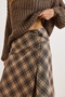 Women's Beige Plaid Wool Effect Midi Wrap Skirt Etk-19000369 - 5