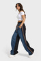 Women's Dark Denim Color 2W5-5 Straight Fit Loose Fit Design Denim Jean