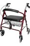 مشاية رولتور بمقعد ومسند ظهر عريضين للغاية، ومقابض قابلة للتعديل، وسلة قابلة للإزالة - لون عنابي