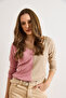 Women's Dusty Rose Camel Blocky Fleece-Lined Loose Blouse Blz-19002519 - 4