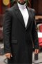 Men's Long Black Cashmere Coat - 4