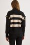 Women's Black and White Shoulder Detailed Buttoned Striped Knit Sweater Kzk-19001080 - 2