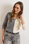 Women's Smoked Ecru Blocky Fleece-Lined Casual Blouse Blz-19002519 - 4