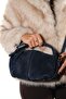 Island Navy Blue Suede Genuine Leather Women's Shoulder Bag - 7