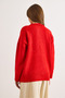 Women's Red Crew Neck Thick Wick Detail Oversized Knitwear Sweater Kzk-19001088 - 2