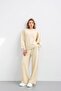 Yellow Women's Oversize Pique Textured Wide Leg Top and Bottom Set - 2