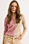 Women's Dusty Rose Camel Blocky Fleece-Lined Loose Blouse Blz-19002519