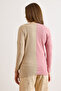 Women's Dusty Rose Camel Blocky Fleece-Lined Loose Blouse Blz-19002519 - 2