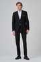 Men's Black Wool Slim Fit Mono Collar Suit - 3