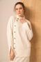 Women's Button Detailed Stand Collar Sweater Ecru 25064