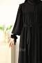 Zeynep Sleeve Tie Dress Black - 8