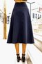 Women's High Waist Stylish Fabric Midi Length Below Knee Kilos Bell Skirt with Pockets-Navy Blue - 5