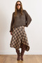 Women's Beige Plaid Wool Effect Midi Wrap Skirt Etk-19000369