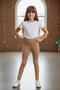 Girl's Tights - Mocha Cotton Stretch Fabric Transitional Long Children's Tights - 2